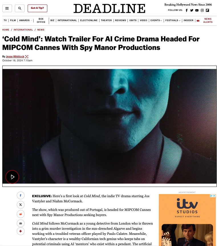 Deadline COLD MIND Watch Trailer for AI Crime Drama