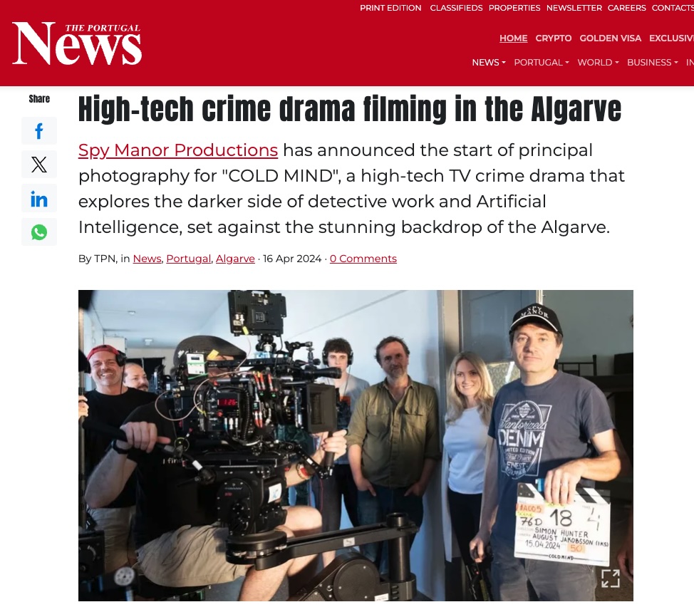 Portugal News Publication about COLD MIND April 2024